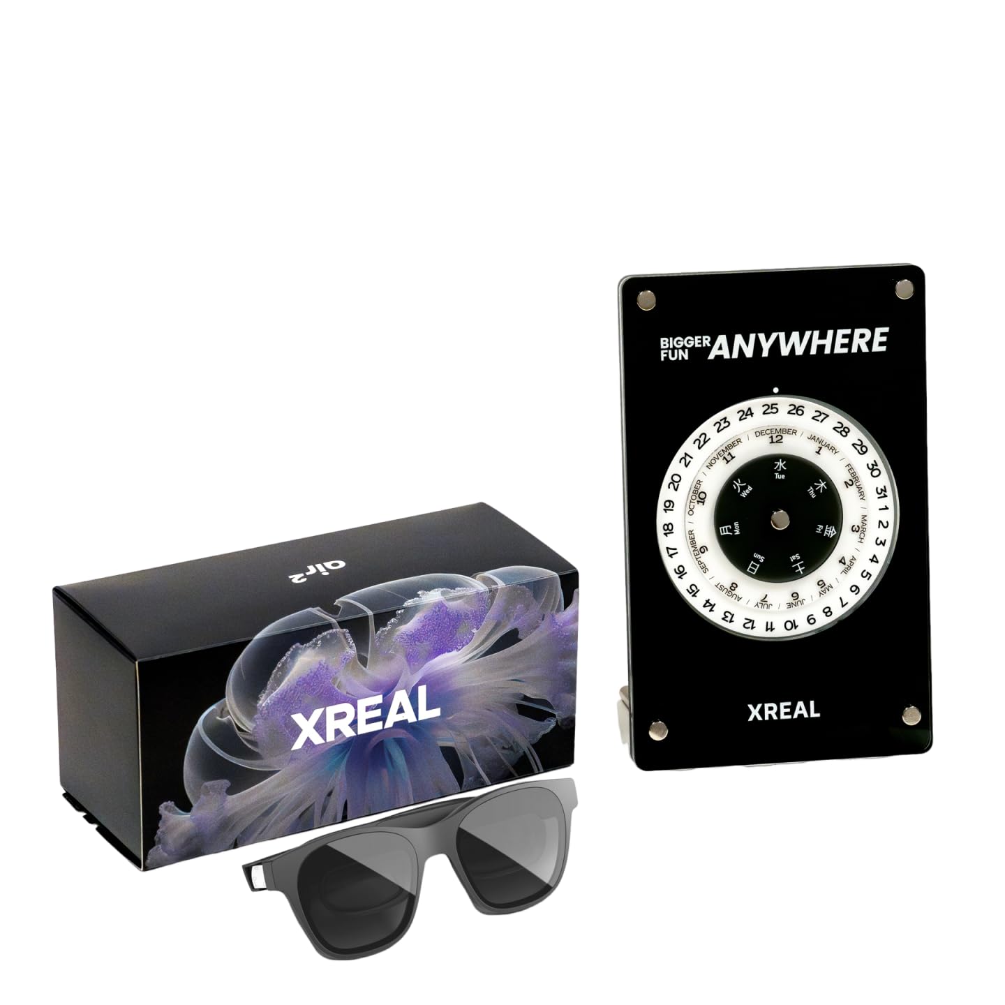 

XREAL Air 2 AR glasses and XREAL perpetual calendar set smart glasses
