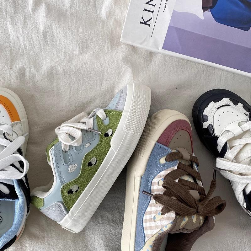 Dopamine board shoes women's spring new bread shoes versatile niche thick-soled heightening sports and leisure white shoes