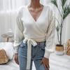 GMXIA Dámská móda Ležérní Jednobarevný Potisk Podzim Zima Dlouhý rukáv Výstřih do V Volný pas Svetry