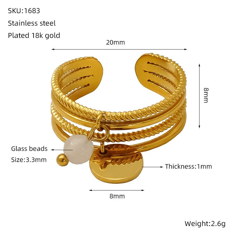 

Новое нишевое темпераментное женское кольцо с подвеской из титановой стали и натуральным камнем, модное открытое кольцо на указательный палец из 18-каратного золота белый