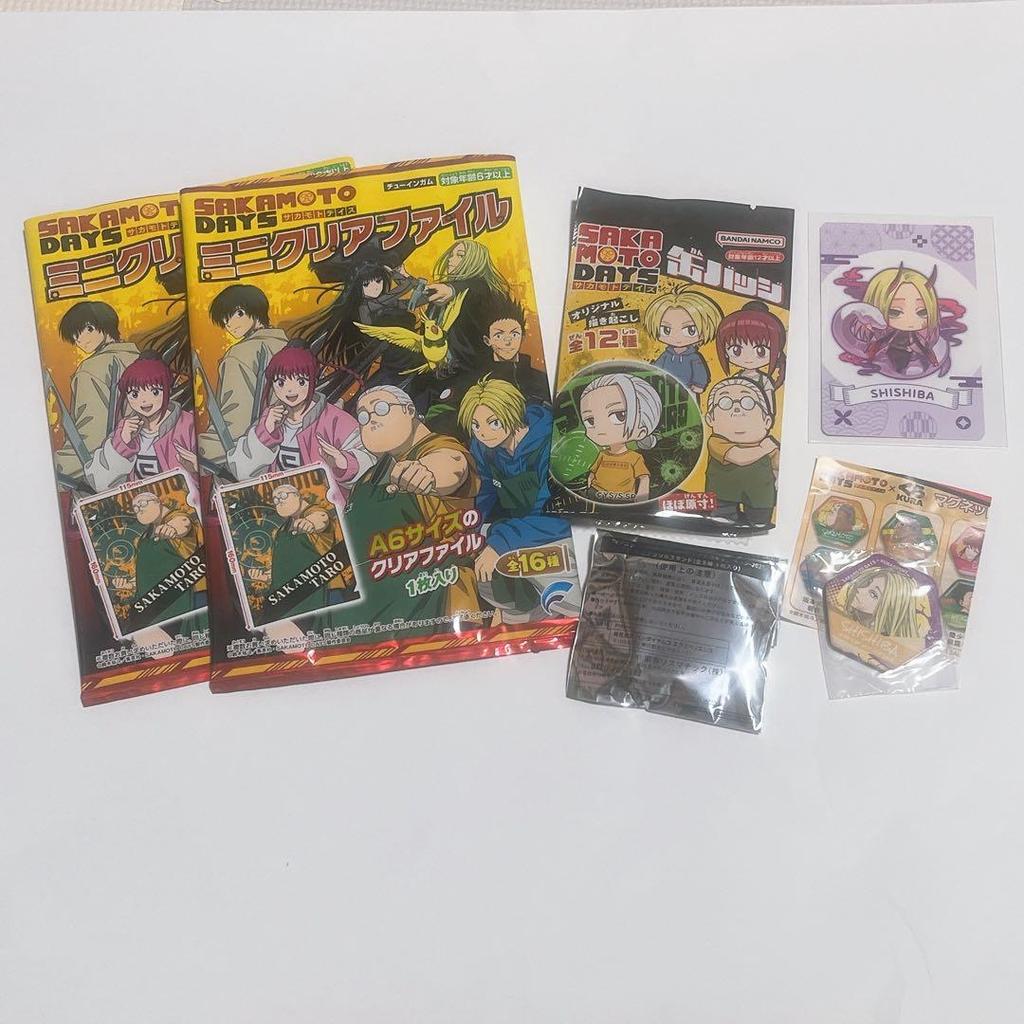 [USED] Sakamoto Days Can Badge/File/Namco Bonus Card Acrylic Stand/Kura Sushi/Kamigami Kai