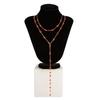 Copper Crystal Necklace Silver Clavicle Chain Unique Sweater Chain  Party Jewelry
