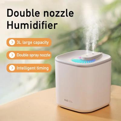 3000 ml Ultraschall-Luftbefeuchter mit großer Kapazität und Doppeldüsen, USB-Diffusor für ätherische Öle mit LED-Lichtgeräten