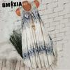 Sleeveless Women Floral Gmxia Summer Print Round Neck Dress