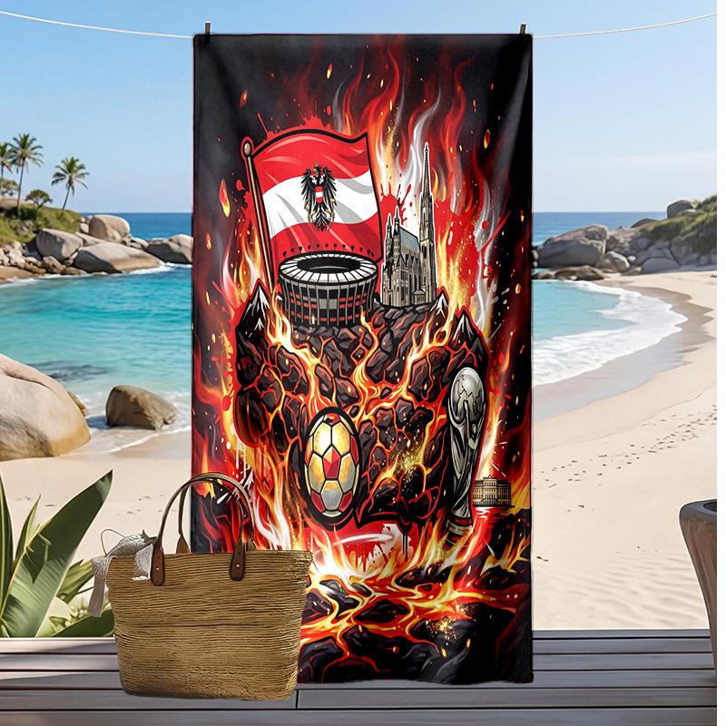 Toalla de Playa con Estampado de Fútbol de Austria Secado Rápido Súper Absorbente Suave Toalla de Baño para Nadar Playa Viaje Ventilador Souvenir Regalo