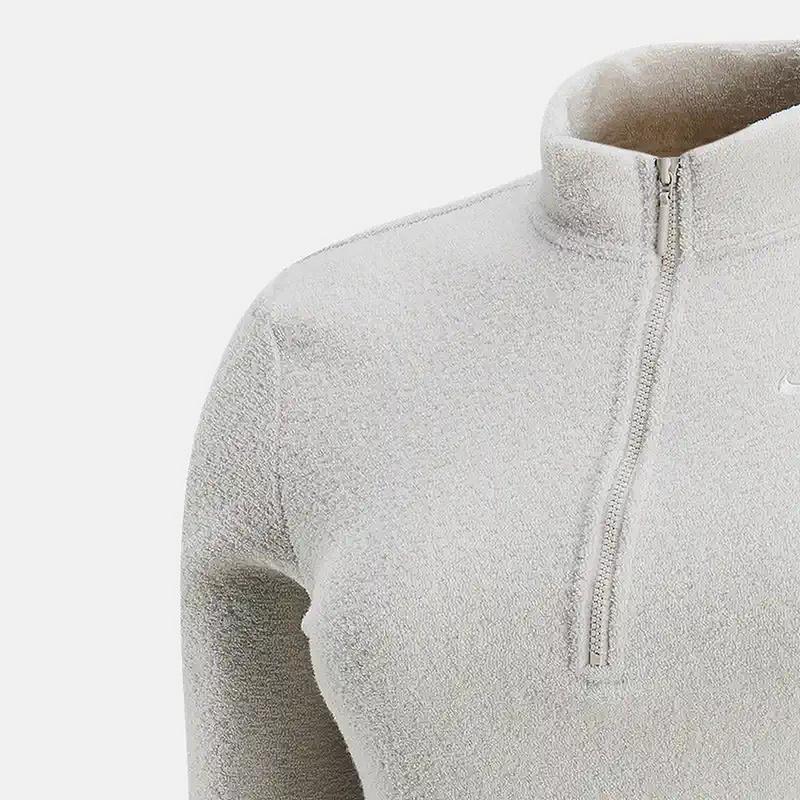 Nike Solid Color Slim Fit Stand Collar Pullover Fleece Long Sleeve Sweatshirt Women Sweatshirt White FV8029-104