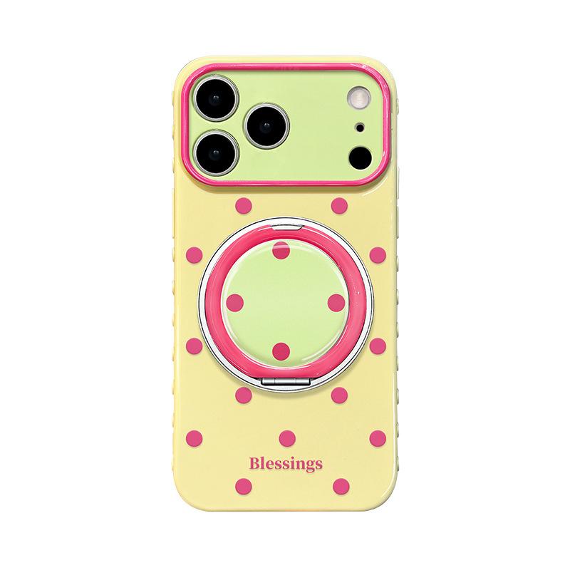 ins simple polka dots apply to 17promax iPhone case 15 rotating bracket 16plus silicone 14 Korea