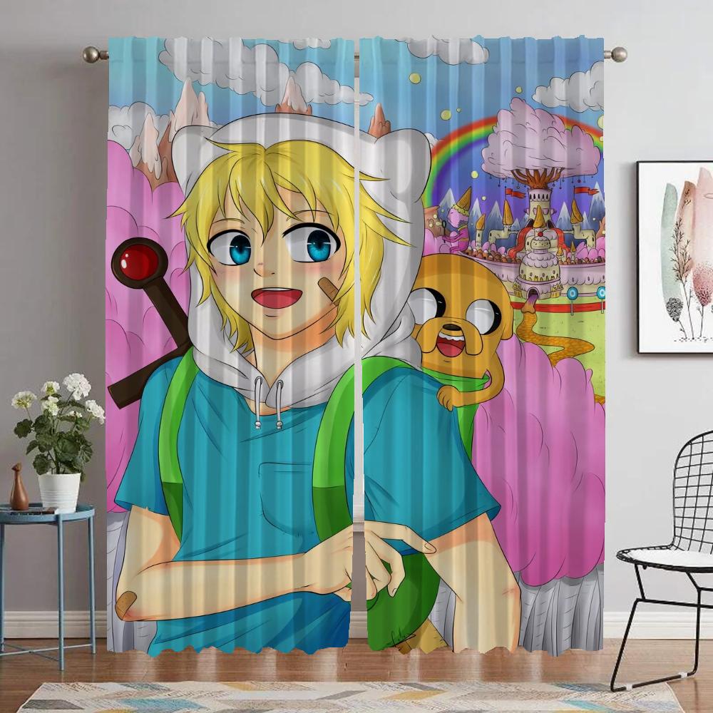 

Adventure Time Window Curtain for Room 2 Panel Anti-mosquito Curtains Halloween Decoration Partition Shades Tulle for Bedroom W50xH70cmx2pcs-CL