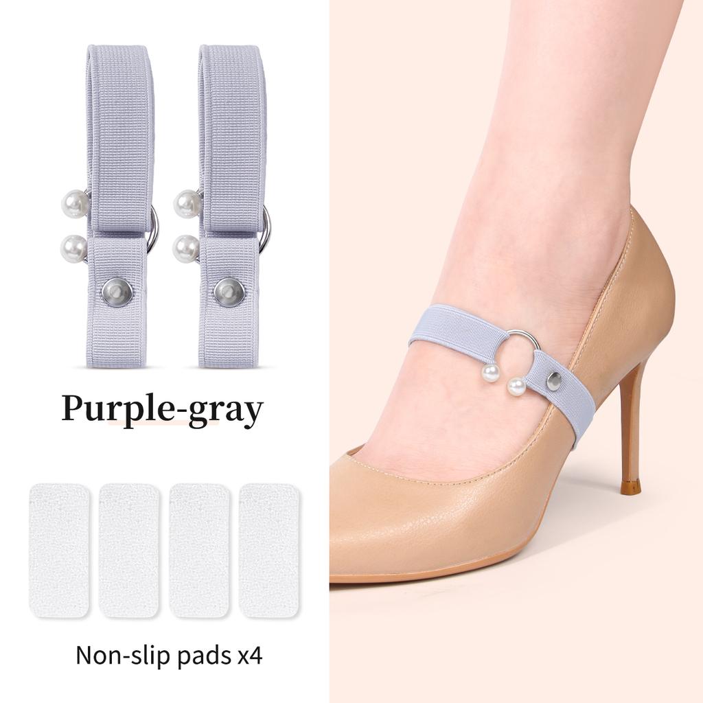 Women's High Heel Anti-slip-off Shoe straps Adjustable Elastic U-shaped Pearl Straps