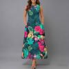 Oversized Female Sleeveless Round Neck Dress Fresh Tiny Floral Printed Loose Mid Length Outfit