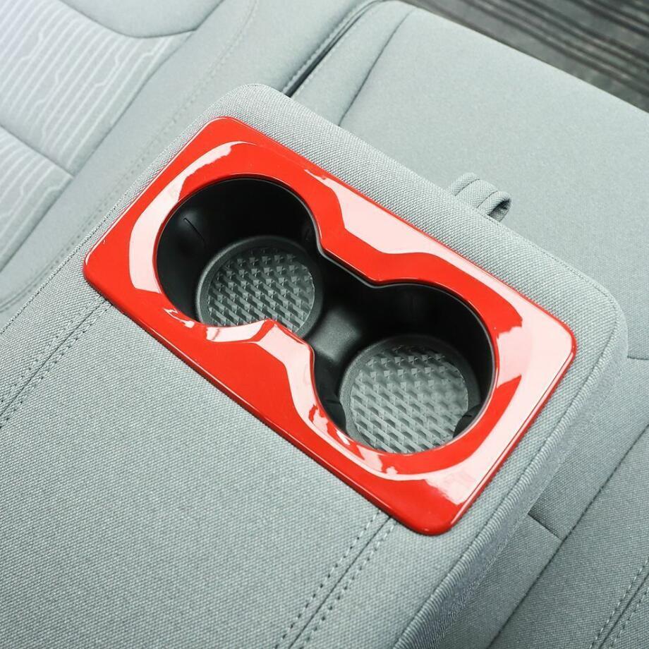 For 19-24 Dodge RAM 1500 Red Inner Rear Armrest Box Cup Holder Panel Cover Trim