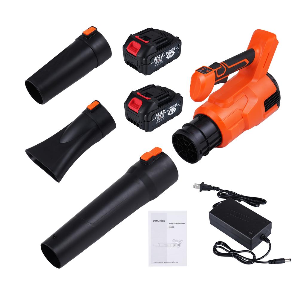 Cordless Leaf Blower 21V Electric Blower with Powerful Motor 2Pcs 3.0Ah Battery Adjustable 2 Speeds