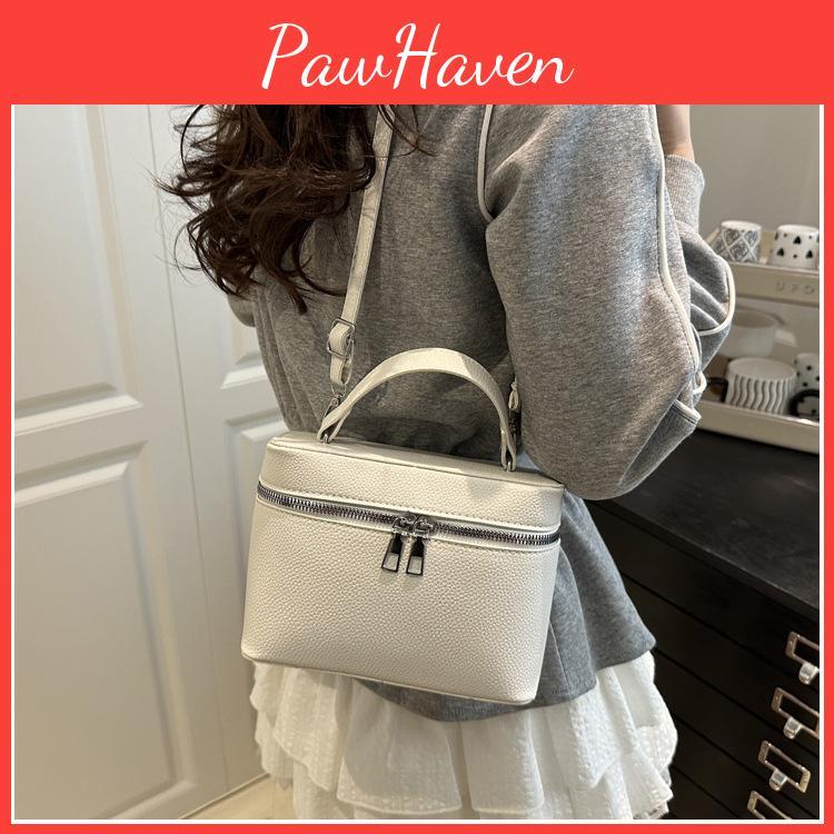 Solid Simple Color Lychee Texture Embossed Women Single Shoulder Square Bag