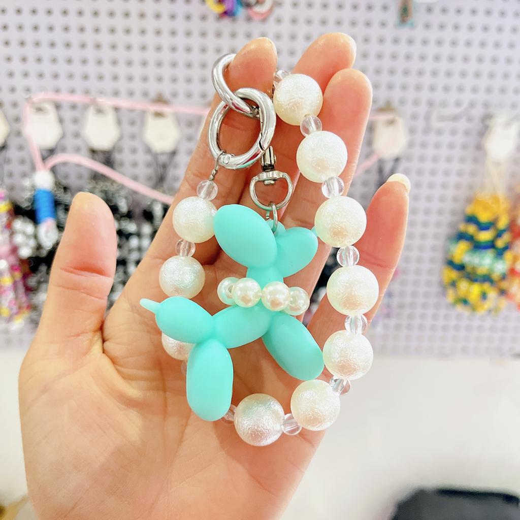 Colorful Beaded Flower Keychain, Kawaii Acrylic Flower Bag Charm with Clip