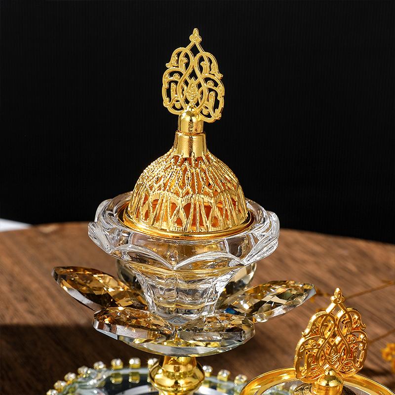 1 Set Muslim Censers Yoga Room Lotus Gift Crystal Luxury Diamond Home Glass Incense Burner Set Wedding Multiple Options Available