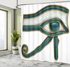 Egyptian Eye of Horus Shower Curtain with Hooks – Ancient Protection Symbol, Emerald Green & Gold Bathroom Decor