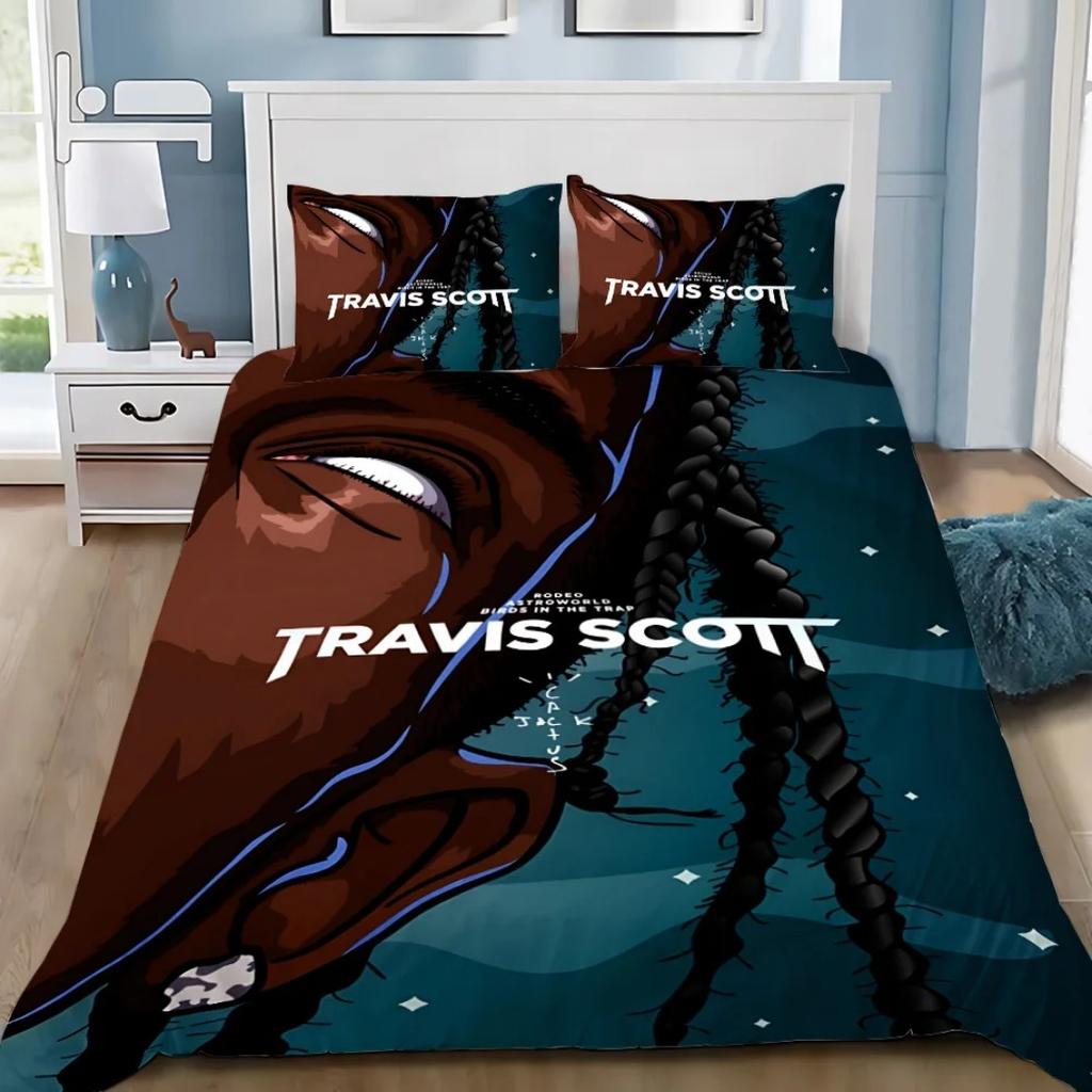 Rapper T-Travis Scott Jack Bedding Set Rapper Duvet Cover Pillowcase Adult Boy Girl Bedroom Decoration Children Single Double