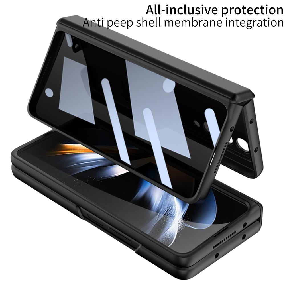 For Samsung Galaxy Z Fold 4 Case With Anti -Peek Glass Magnetic Hinge Anti -Knock Hard Cover For Galaxy Z Fold4 Bracket Case