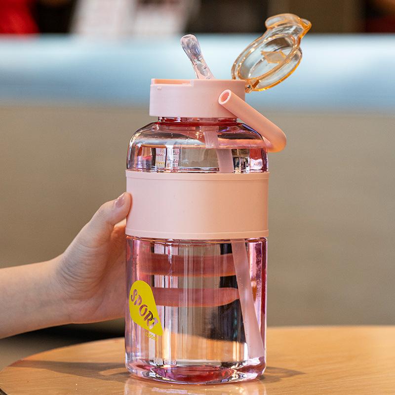 Water bottle new large capacity high value premium light luxury sports water cup student men and women high temperature portable straw cup