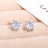 Women's Inlaid Zircon Stud Earrings, Creative and Simple Temperament, Full of Diamonds, Light Luxury 8mm Four-claw Stud Earrings
