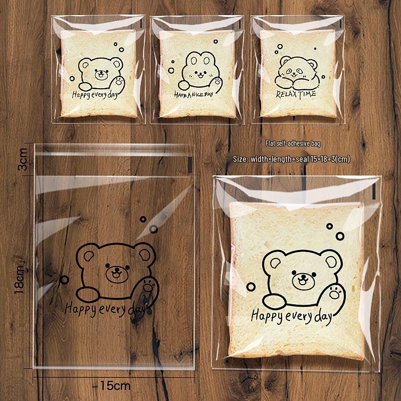 Cartoon Self-Sealing Clear Bread Bags for Whole Wheat and Sliced Toast