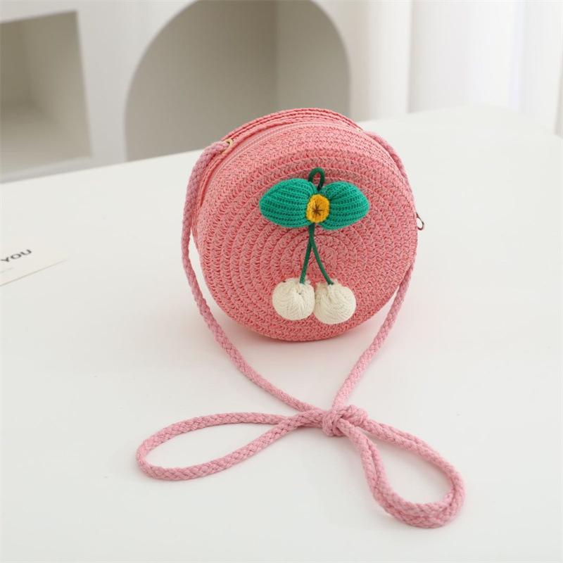 Children's Straw Woven Crossbody Bag - Small Girl's Phone and Coin Purse for Summer Outings and Seaside Trips