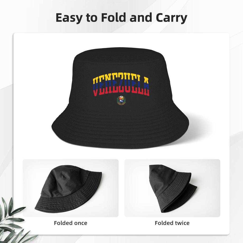 Venezuela Coat Of Arms Bucket Hat Unisex Travel Venezuelan Sun Hats Fashion Packable For Outdoor Sport Fishing Hats Dropshipping