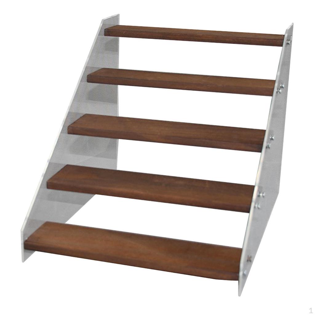 Acrylic Wood Display Stand Shelf 7.9inch Long Collection Organizer