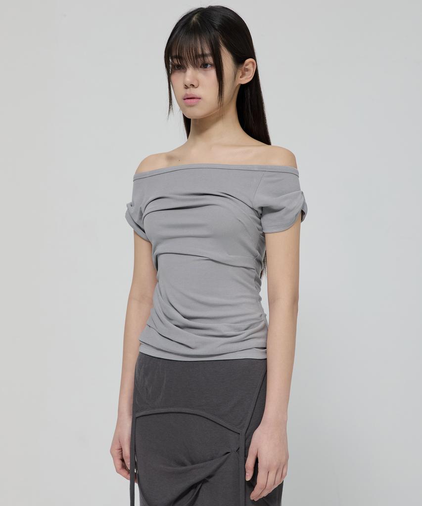 Peulleeoeob Draped Top (Fl-130_Gray)