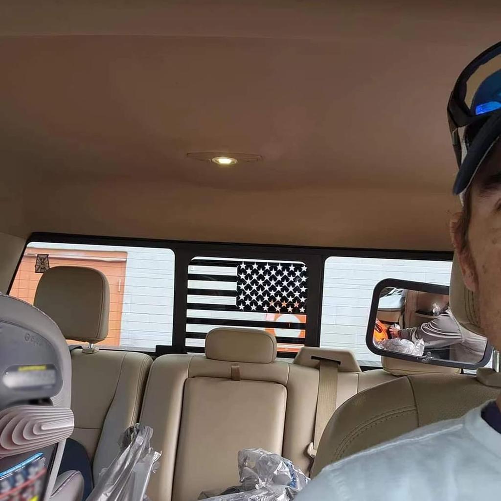 Xinghe for Chevy Colorado GMC Canyon 2015-2024 Rear Middle Window n Flag Decal, Matte Black Flag Vinyl Sticker for Truck Back Center Sliding Window