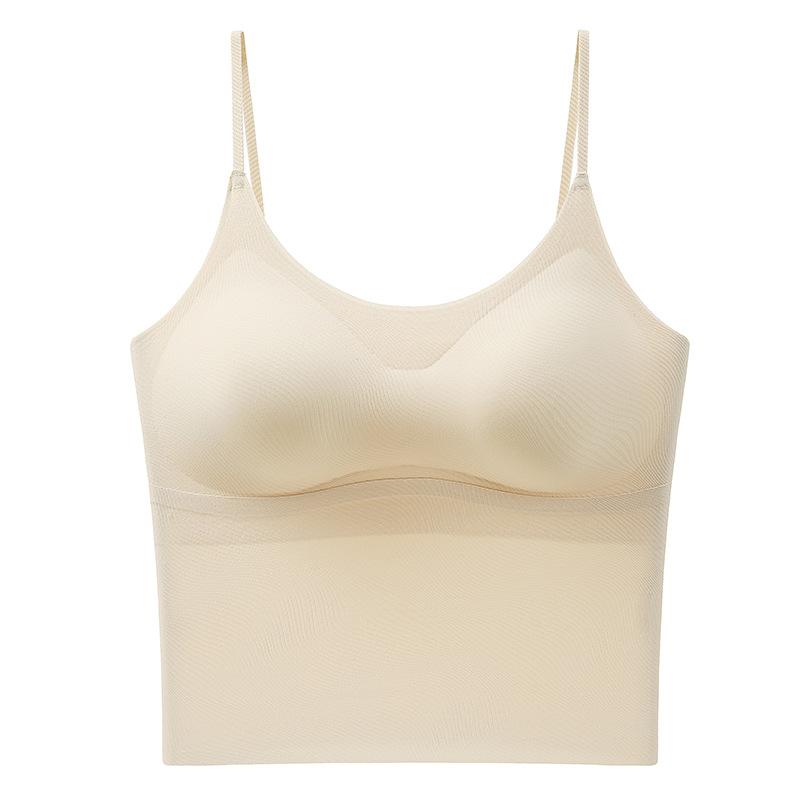 Women Sexy U Neck Backless Fixed Cup Camisole Top For Inner And Outer Wear