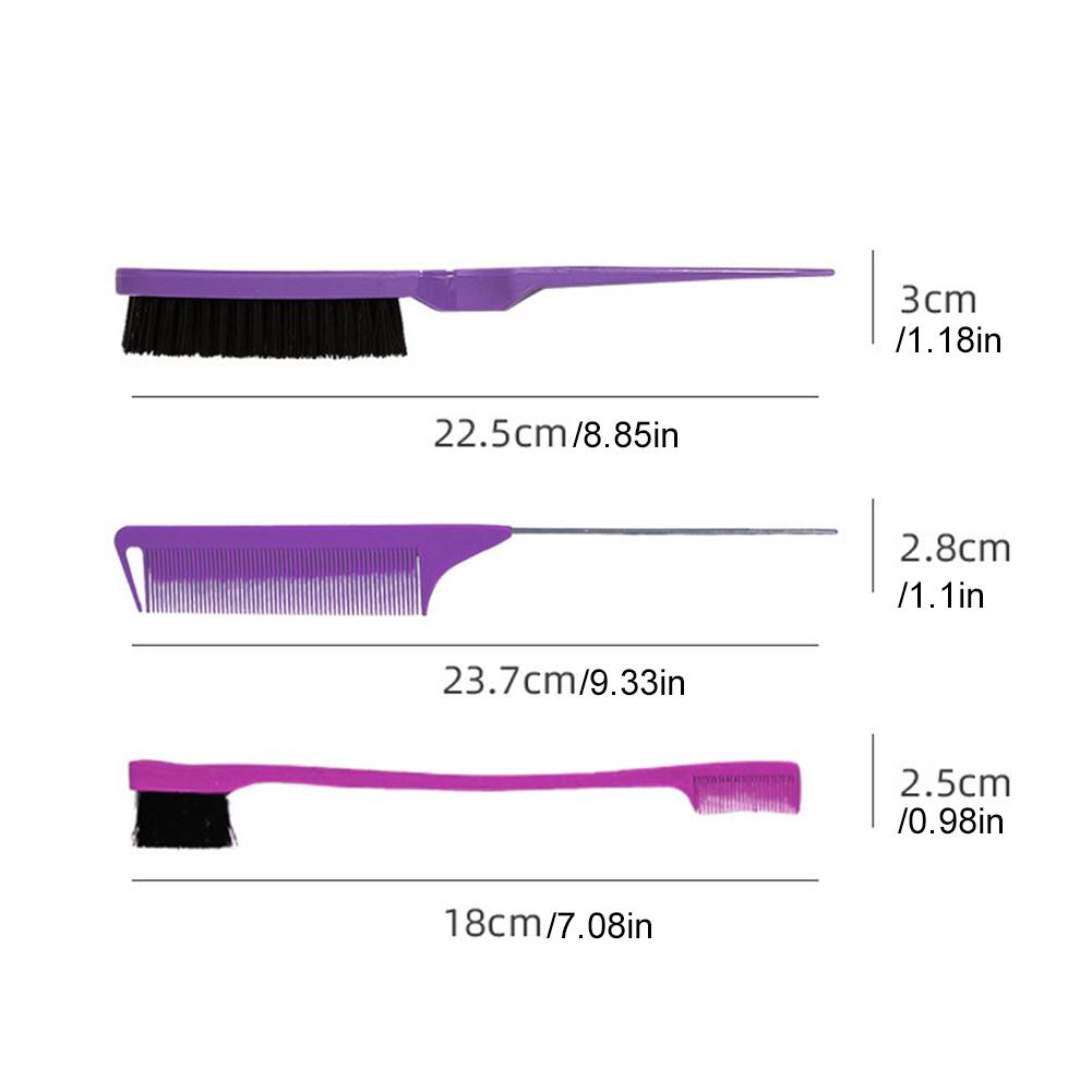 Hair Styling Comb Set Rat Tail Hair Comb Double Sided Teasing Hair Brush for Edge Back Brushing Combing Slicking Hair for Women
