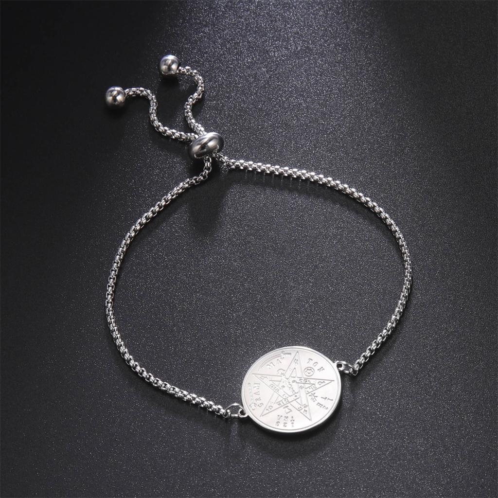Wicca Tetragrammaton Pentacle Bracelet Stainless Steel Magical Solomon Seal Pentagram Protection Sacred Amulet Jewelry