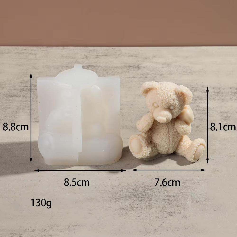DIY New Cartoon Bear Candle Silicone Mold Bear Dad Bear Mom Aromatherapy Gypsum Pendant Cake Baking Tool Birthday Party Gift