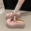 Fashion Versatile bow height increasing, short cool drag women's spring summer new style thick soled simple comfortable women's shoes