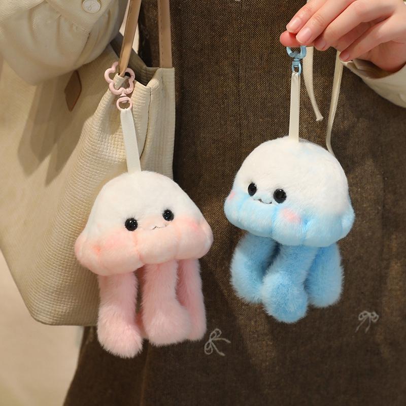 Ocean Animal Jellyfish Plush Keychain - Bag Charm Handbag And Car Key Chain Stuffed Plush Jellyfish Fun Decorations Gifts