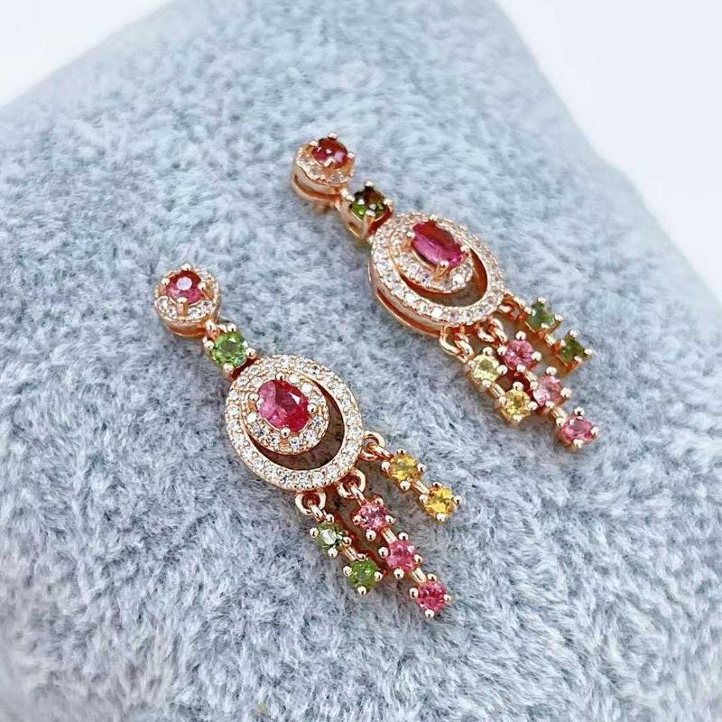 Sace Gems Tropfenohrringe für Frauen 925 Sterling Silber 4*6MM Natual Turmalin Ohrstecker Hochzeit Party Edlen Schmuck Geschenk