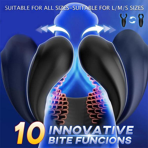 Vibratore Sex Toys per Uomo, Masturbatore Vibrante per Pene con 10 Doppi Morsi a Testa e Funzione di Vibrazione, Stimolatore Portatile per Allenamento a 360° per Uomo