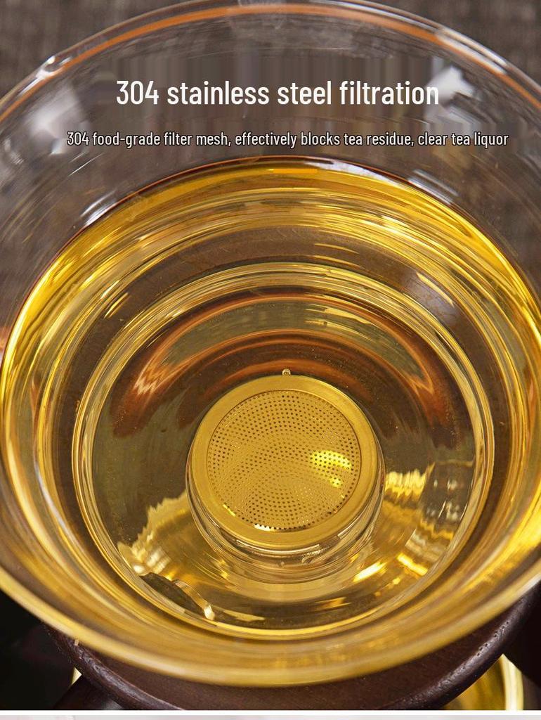 Heat-Resistant Glass Kung Fu Tea Set with Teacup, Teapot & Gaiwan - Automatic Household Set