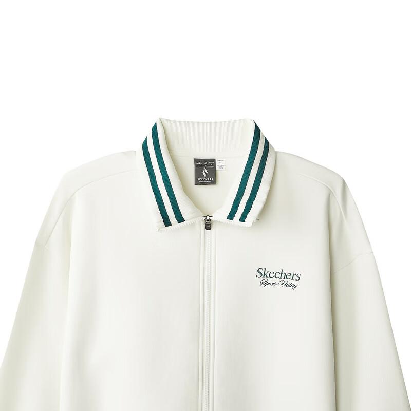 Skechers Sports League Series Stand Collar Zipper Comfortable Jacket Men Jackets Cotton-Candy-White L324M026-0074