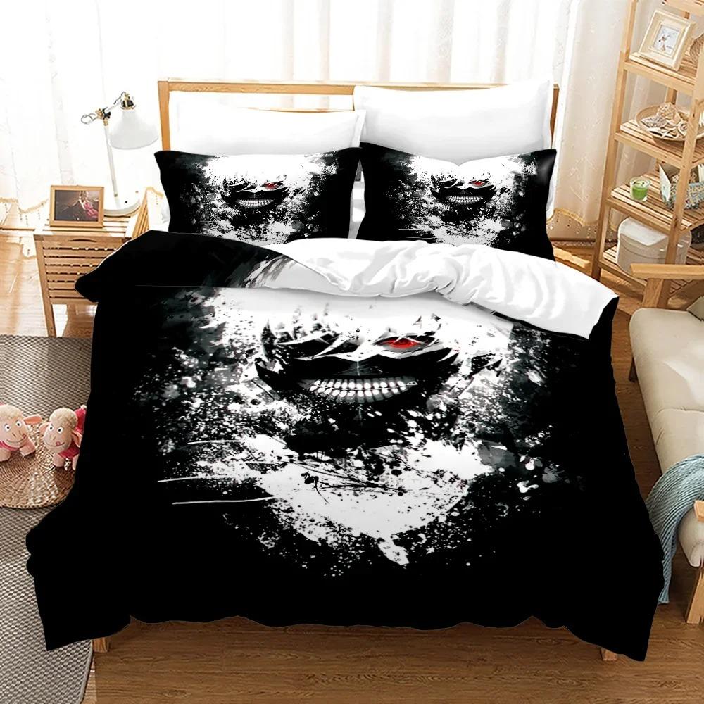 Print Anime Tokyo Ghoul Bedding Set Single Twin Full Queen King Size Hip Hop Anime Bed Set Teenager Bedroom Duvet Cover Sets