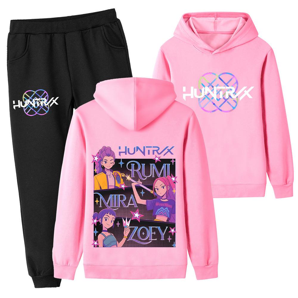 PB1225-2 Kids Boys Girls Kpop Mira Zoey Rumi Double-sided Print Long Sleeves Hoodie Pants Trousers Clothes Sets