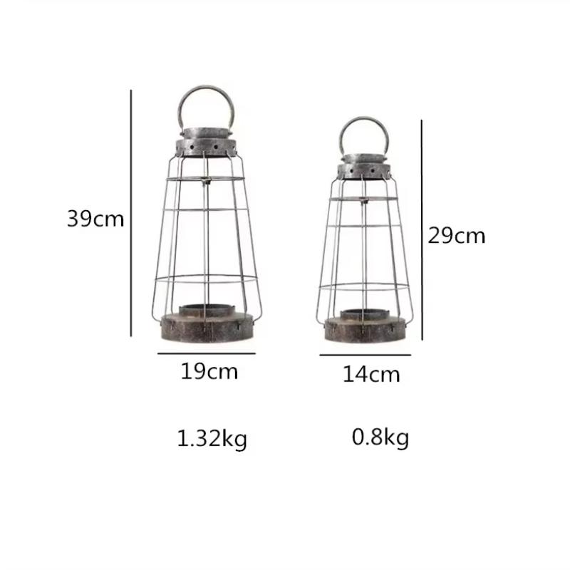 Hollowing Out Cage Portable Candlestick Metal Ironwork Retro Style Home Furnishings Courtyard Desktop Garden Ornaments Decorate