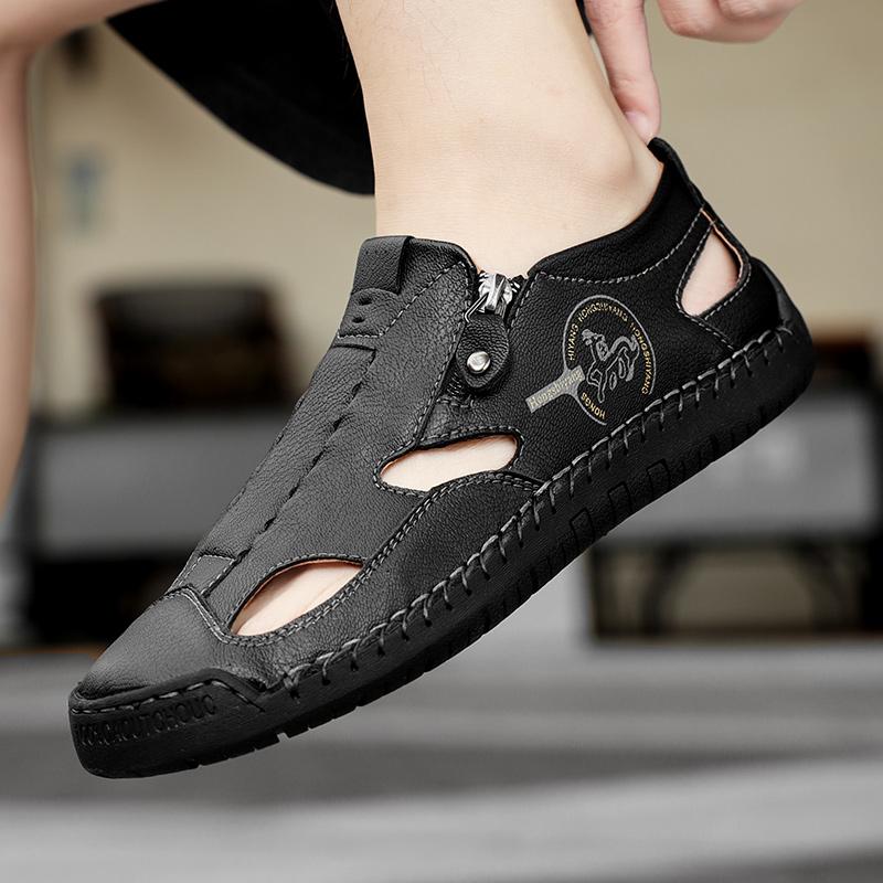 Summer Men's Breathable Casual Beach Sandals Outdoor Wearable Slip-On Comfortable Slippers Round Toe Rubber Out Sole Durable