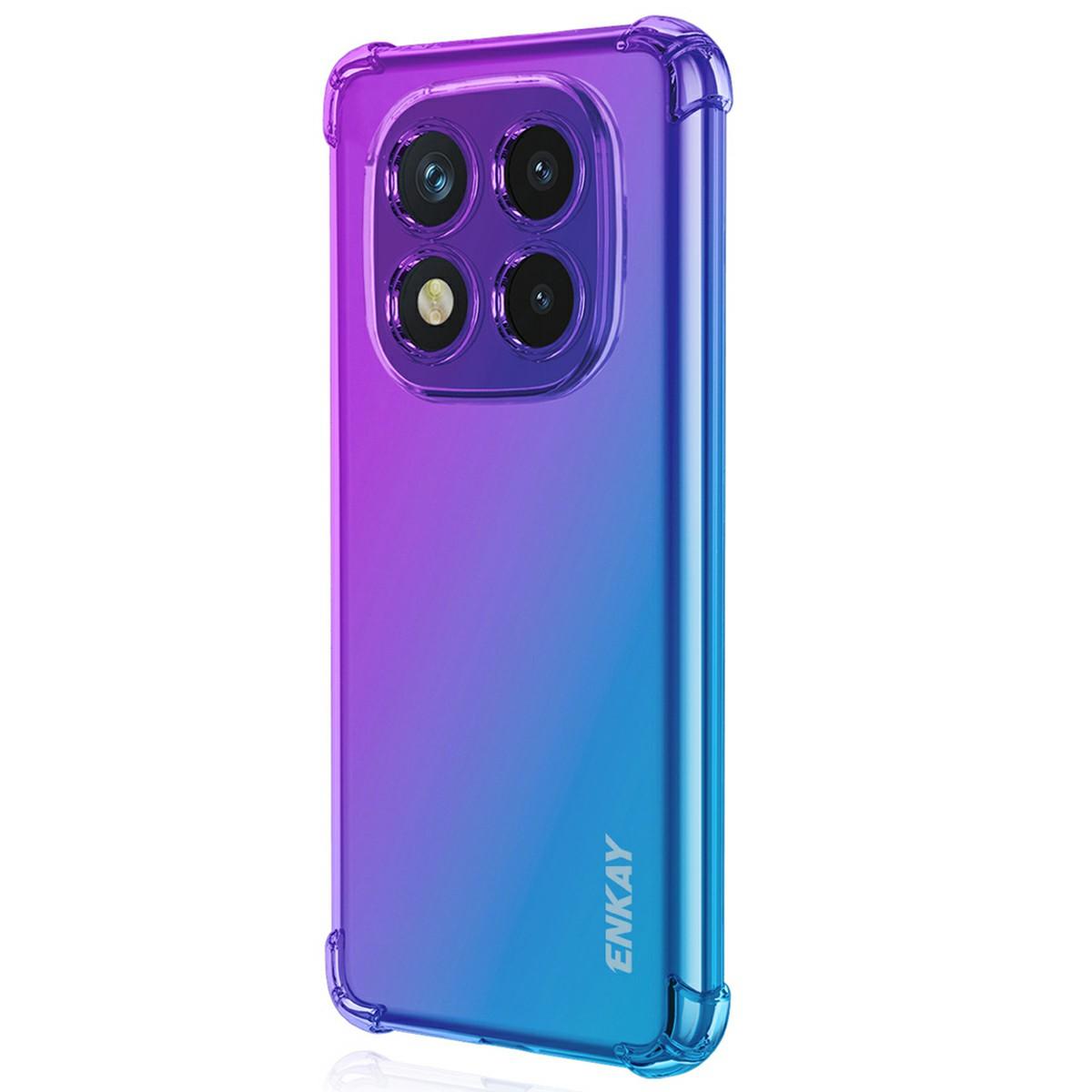 

ENKAY For Xiaomi Redmi Note 14 Pro 4G Case Gradient Series Thickened Four Corner Anti-Drop TPU Phone Cover Purple/Blue