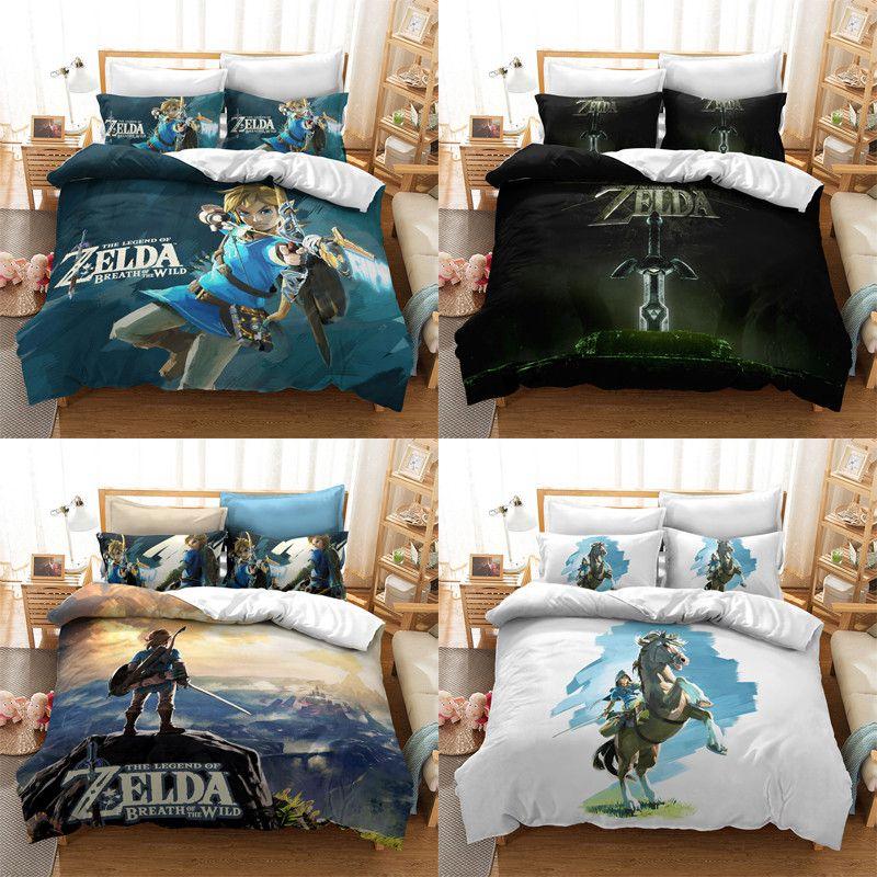 The Legend Of Zelda Colorful Cartoon Bedding Set Queen King Size Soft Material Patterned