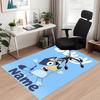Custom Name Bluey Printed Carpet, Rug for Office Chair Living Room Bedroom Kitchen Room Decor Gifts.