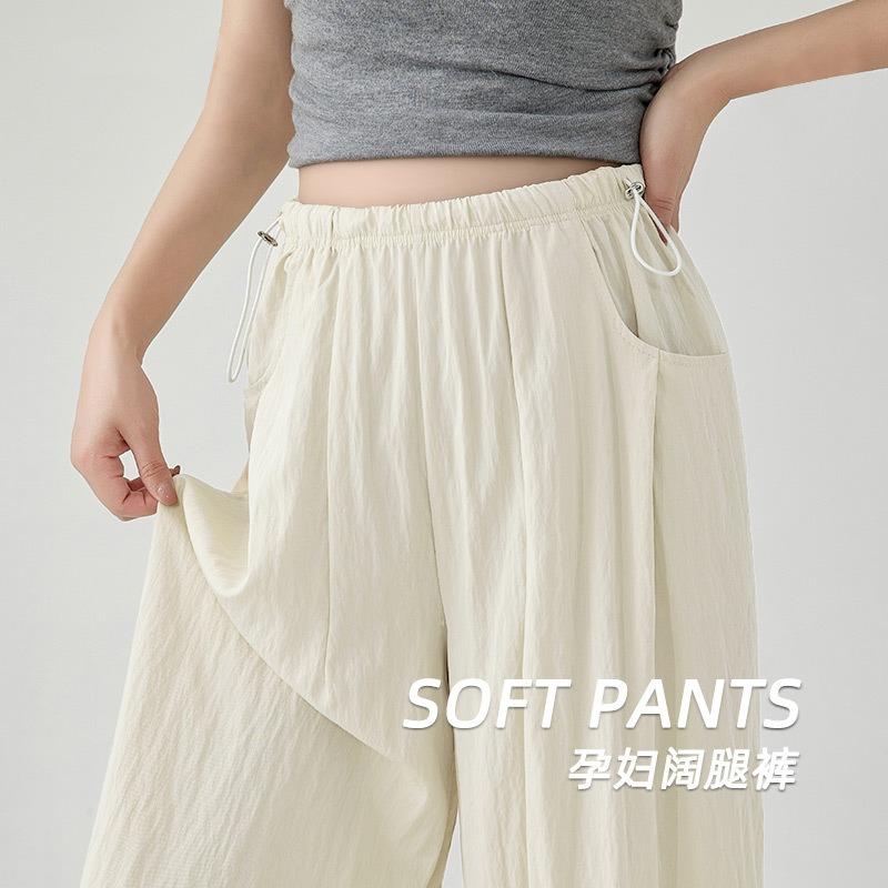 Maternity Pants Summer Thin Outer Wear Wide-leg Pants Large Size Fat Mm Belly Nine-point Pants Maternity Wear 0kg