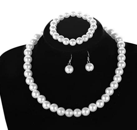 Accessories Bridal Sweater Necklace Kit Diamond Faux Pearl Necklace Earrings Bracelet Kit