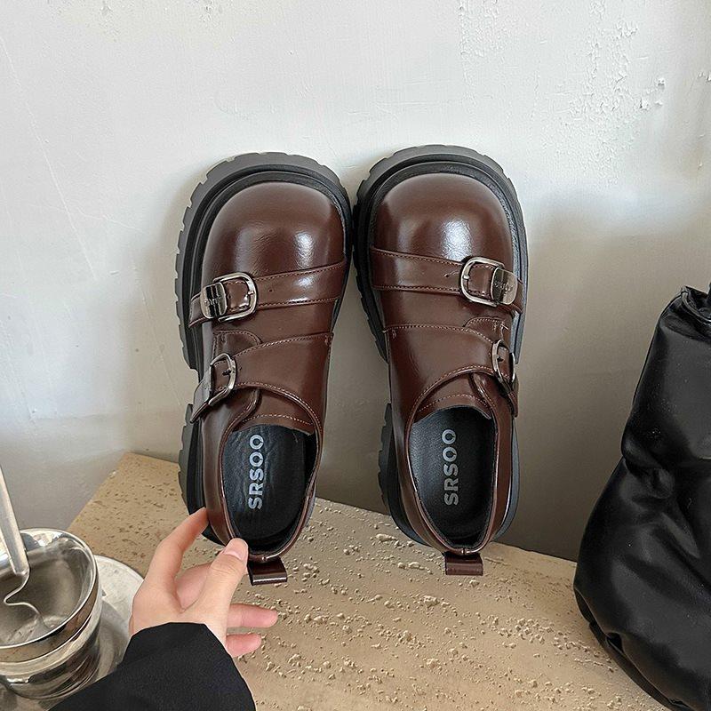 

Модные Горячие Продажи Обувь Женские Кроссовки 2025 Платформа Новая Толстая Подошва Модные Высокие Осенние Мелкие Каблуки-Копытца Резина Мэри Джейн Круглый 35 коричневый